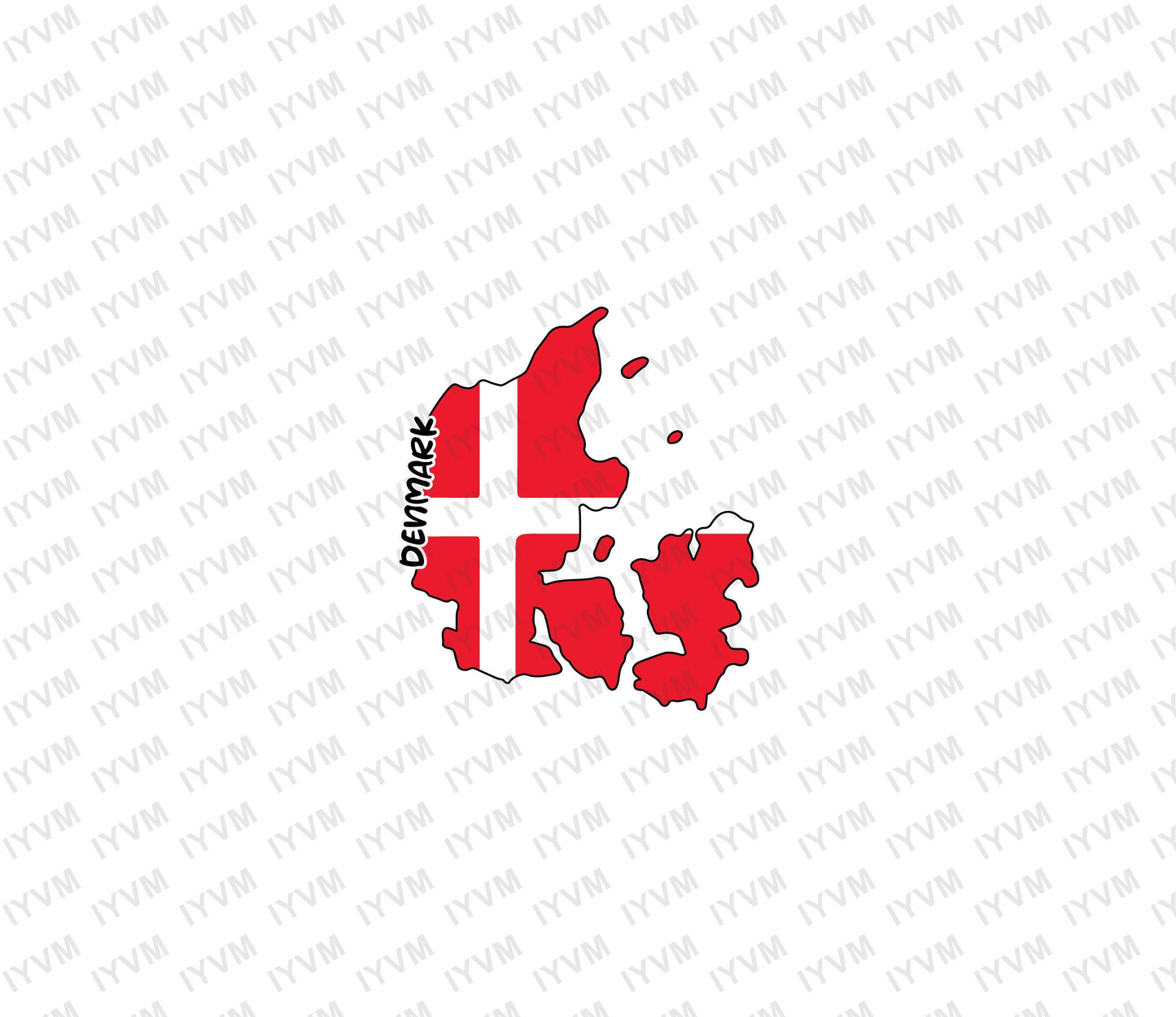 Denmark Map Iron On Heat Transfer Vinyl HTV / Copenhagen / Guds hjælp, folkets kærlighed, Danmarks styrke / Danish