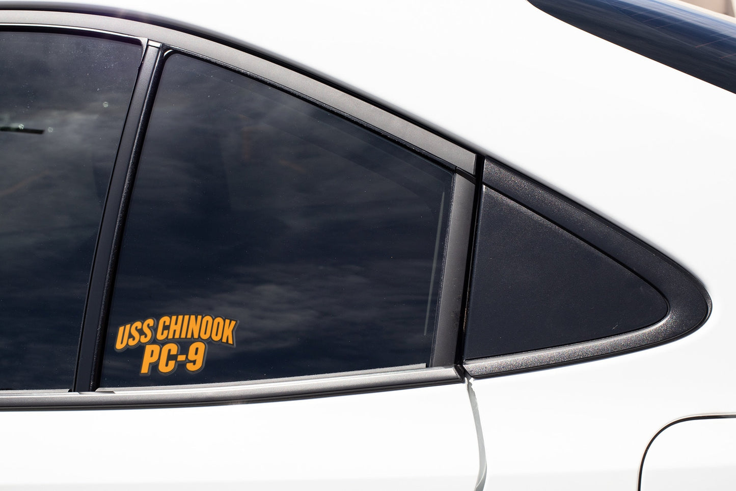 USS Chinook PC-9 Sticker Decal - Cyclone Class Patrol Boat Car Bumper Sticker