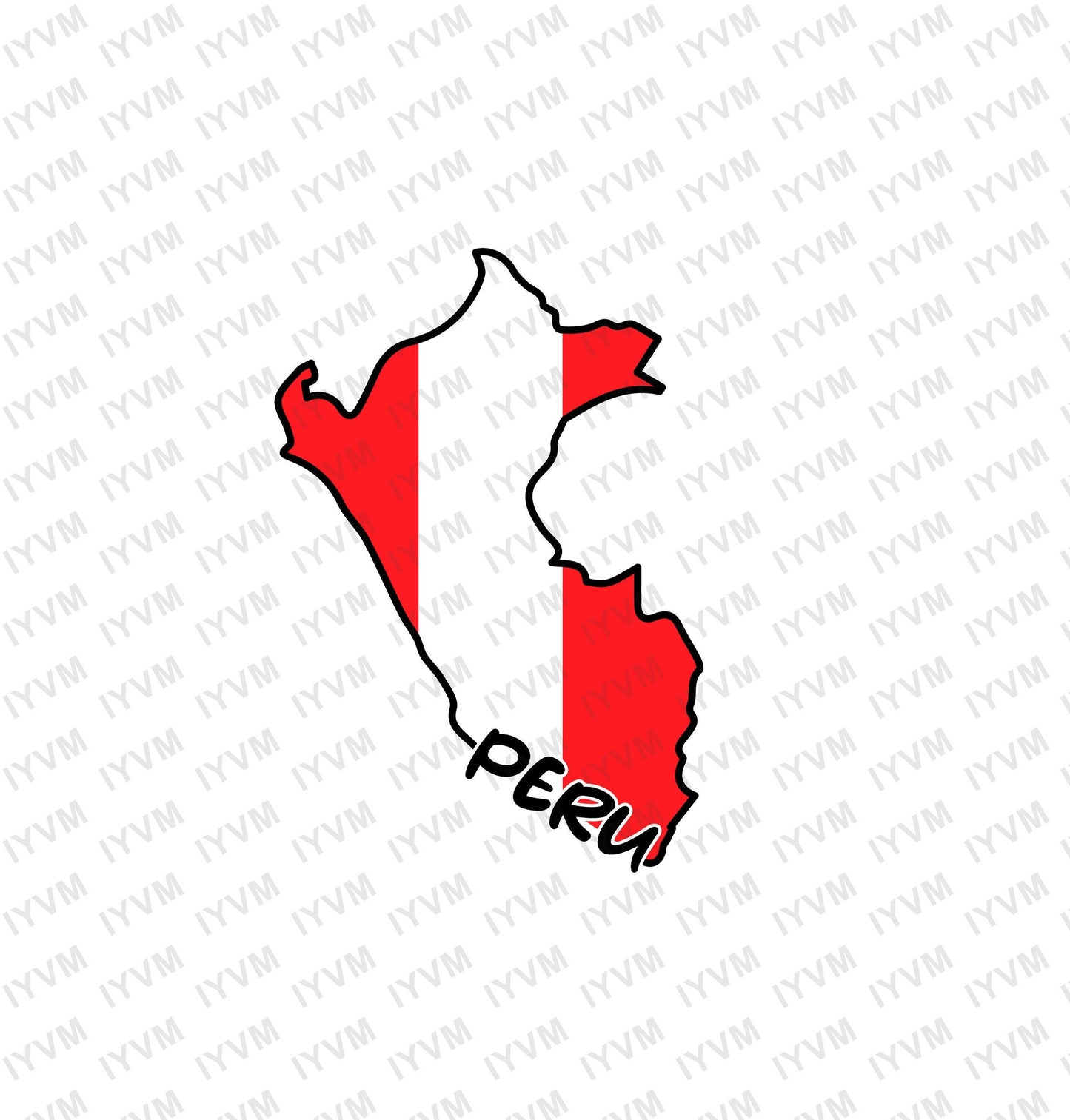 Peru Map Iron On Heat Transfer Vinyl HTV / Republic of Peru / República del Perú / Lima