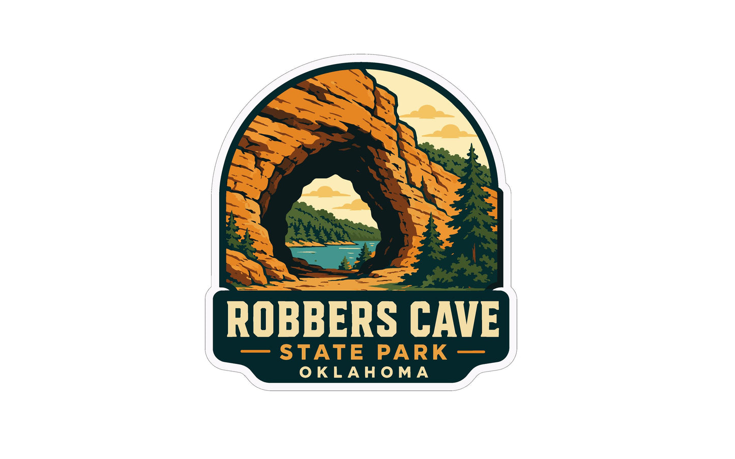 a sticker or logo for Robbers Cave State Park in Oklahoma.