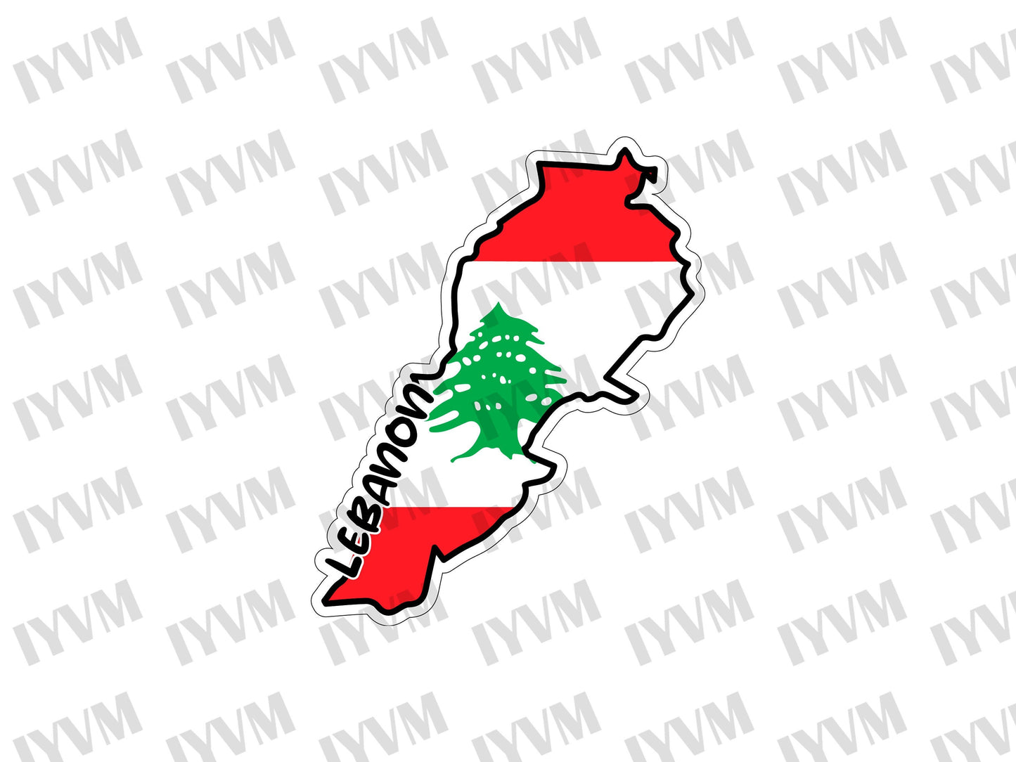 Lebanon Map Flag Sticker Decal / Republic of Lebanon / Lebanese Republic / Beirut / Lebanese