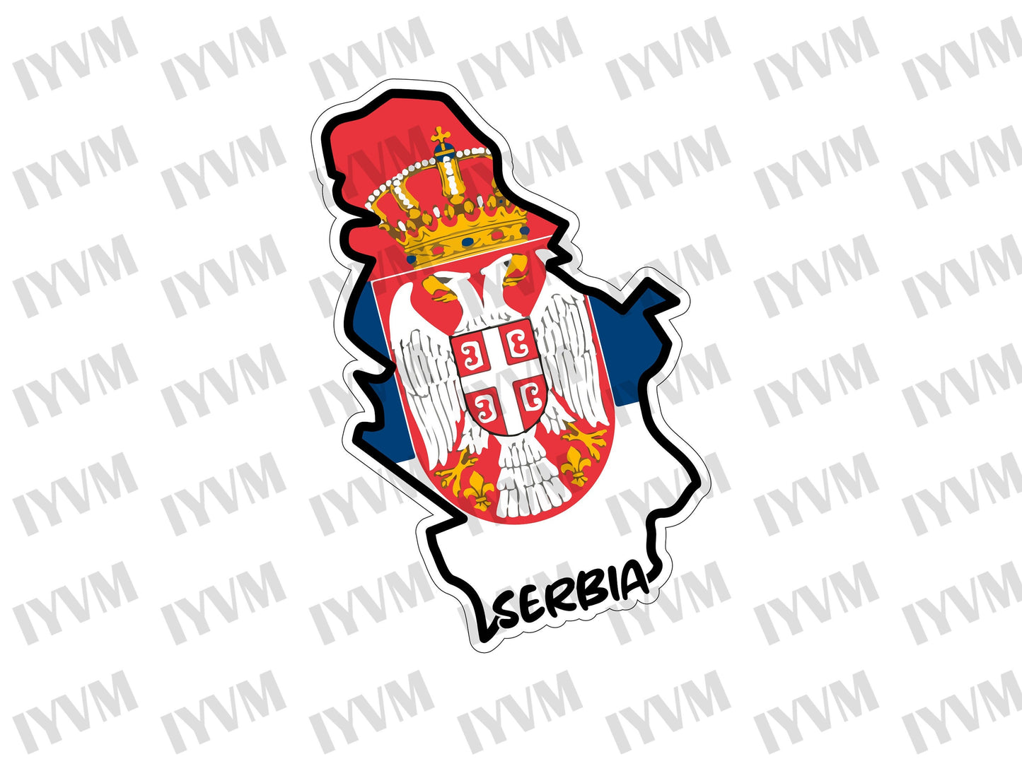 Serbia Map Flag Sticker Decal / Republic of Serbia / Република Србија / Belgrade / Serbian /
