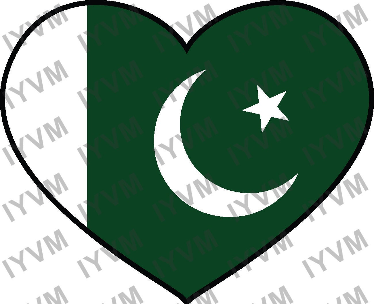 Pakistan Flag Heart Sticker Decal / Islamic Republic of Pakistan / Islamabad / Pakistani