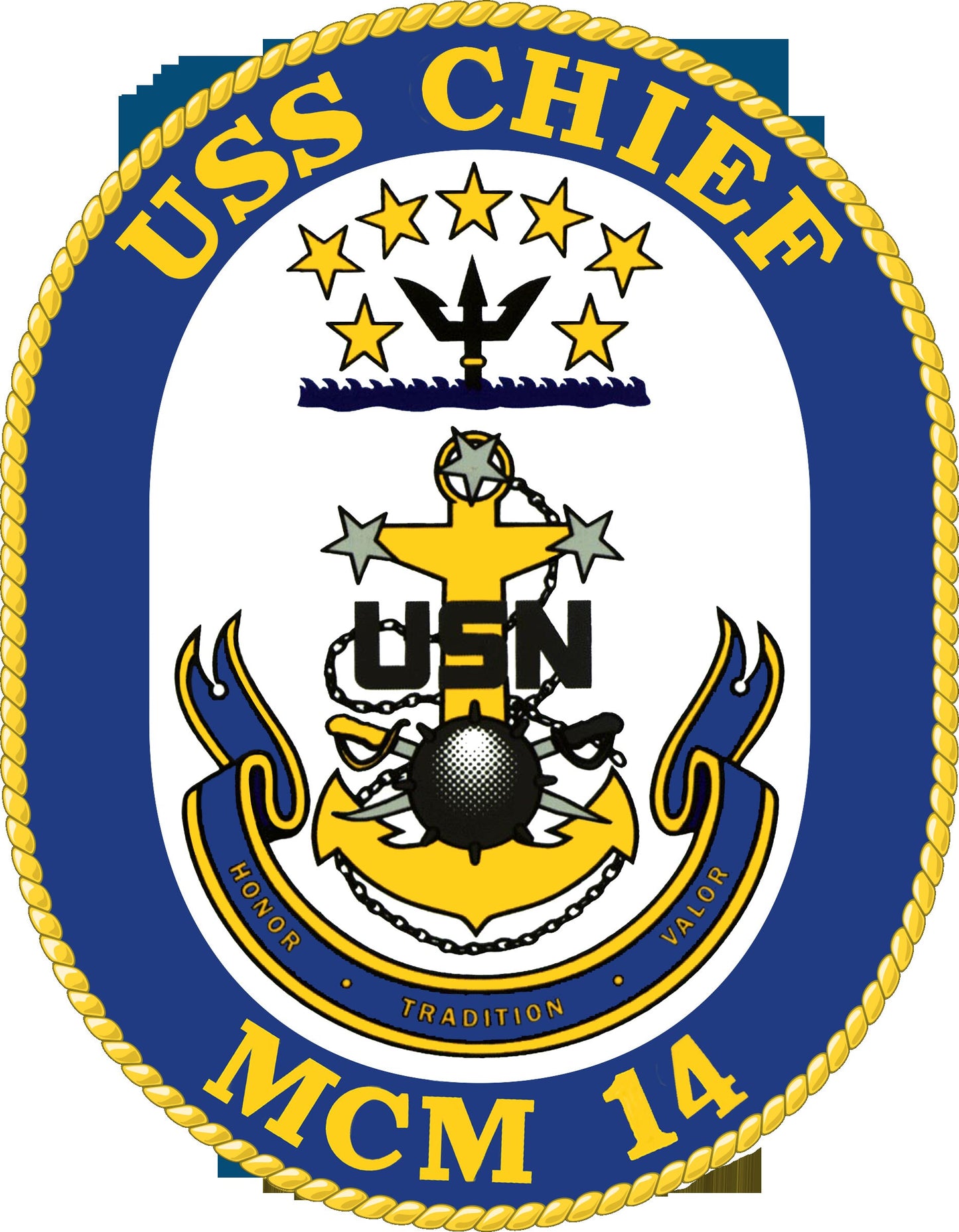 USS Chief MCM-14 Badge Iron On Heat Transfer Vinyl HTV Avenger Class Mine countermeasures ship