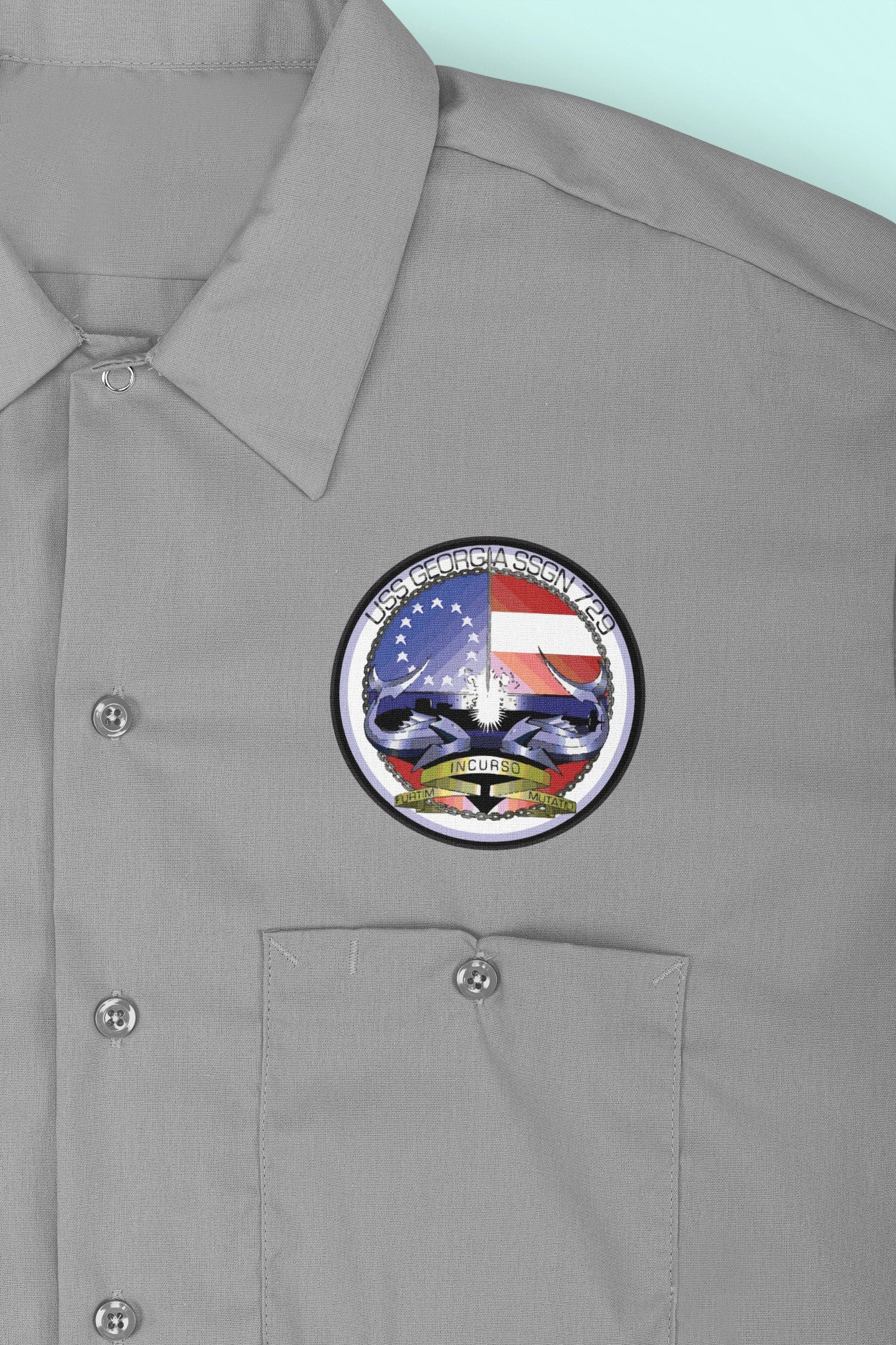 USS Georgia SSGN-729 Badge Iron On Heat Transfer Vinyl HTV Ohio Class Guided Missile Submarine