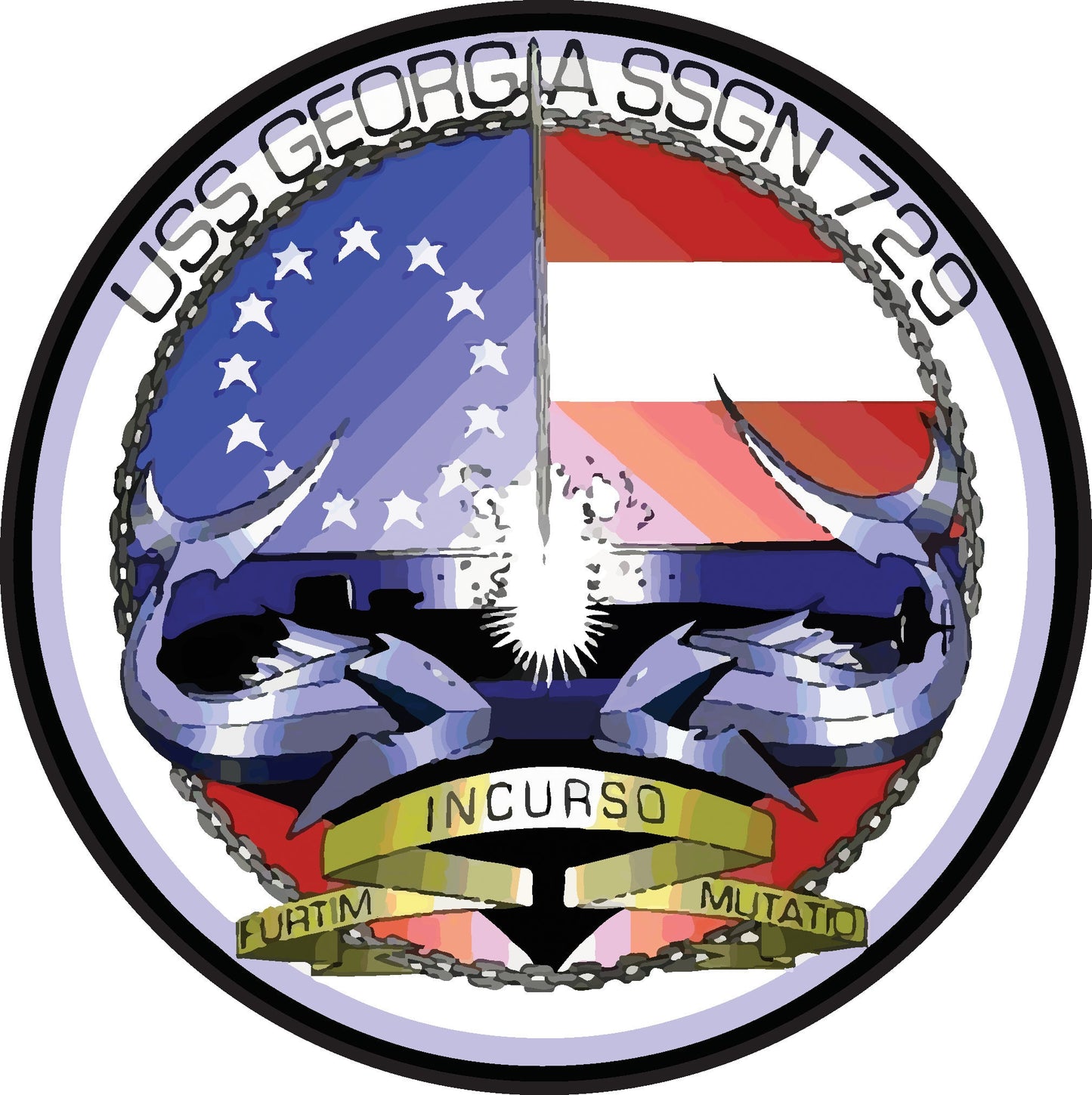 USS Georgia SSGN-729 Badge Iron On Heat Transfer Vinyl HTV Ohio Class Guided Missile Submarine