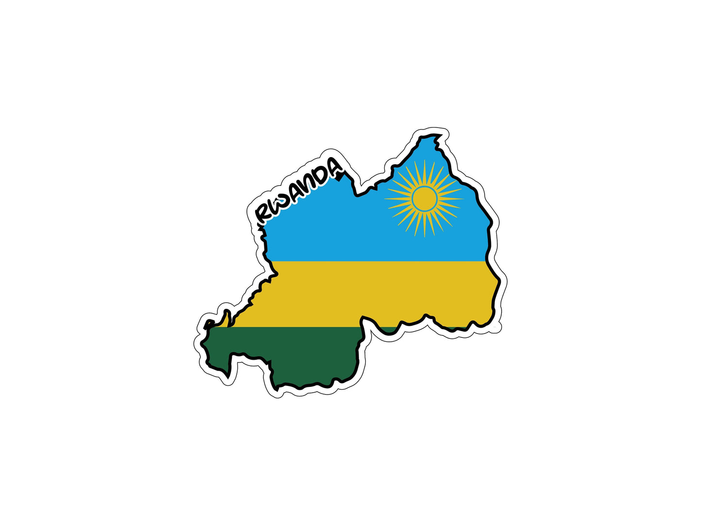 Rwanda Map Flag Sticker Decal