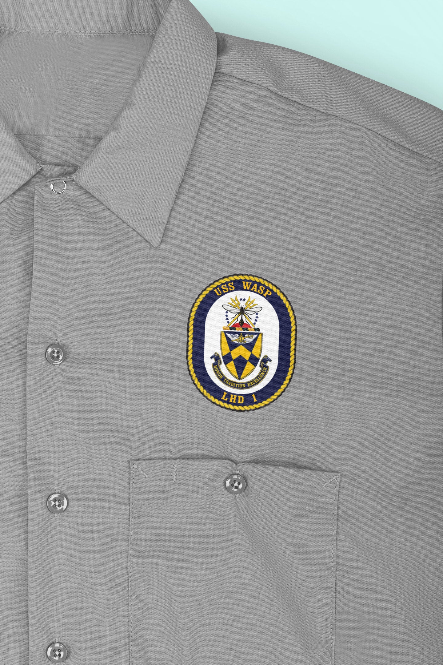USS Wasp LHD-1 Badge Iron On Heat Transfer Vinyl HTV Wasp Class Amphibious Assault Ship
