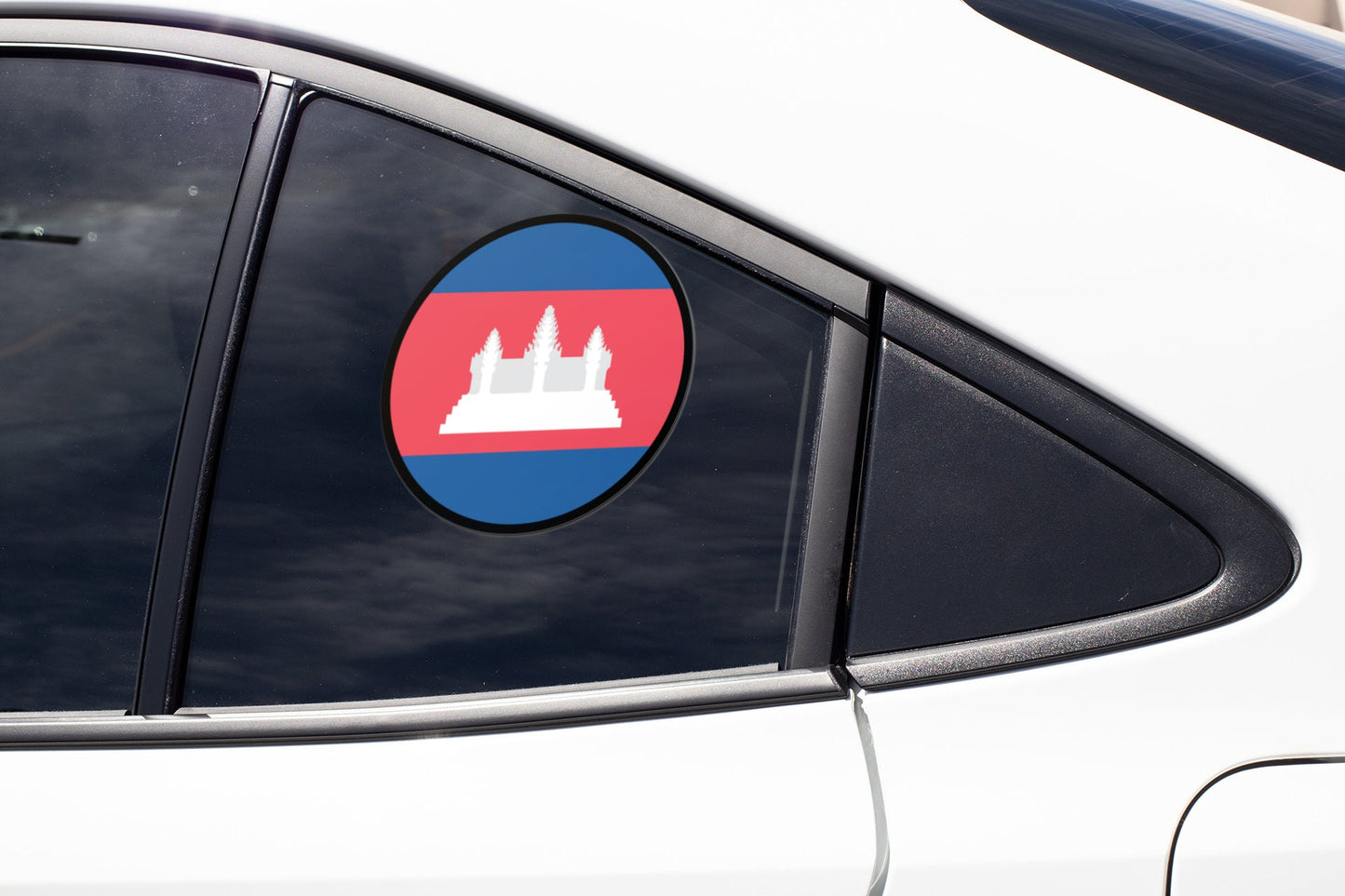 Cambodia Flag Circle Sticker Decal