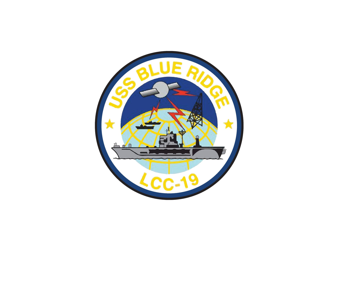 USS Blue Ridge LCC-19 Badge Sticker Decal Blue Ridge Class Amphibious Command Ship Car Sticker Bumper Sticker for Car Emblem