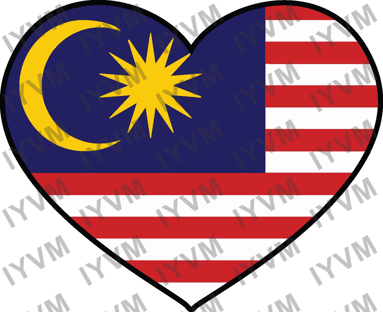Malaysia Flag Heart Sticker Decal / Bersekutu Bertambah Mutu / Putrajaya / Malaysian Active