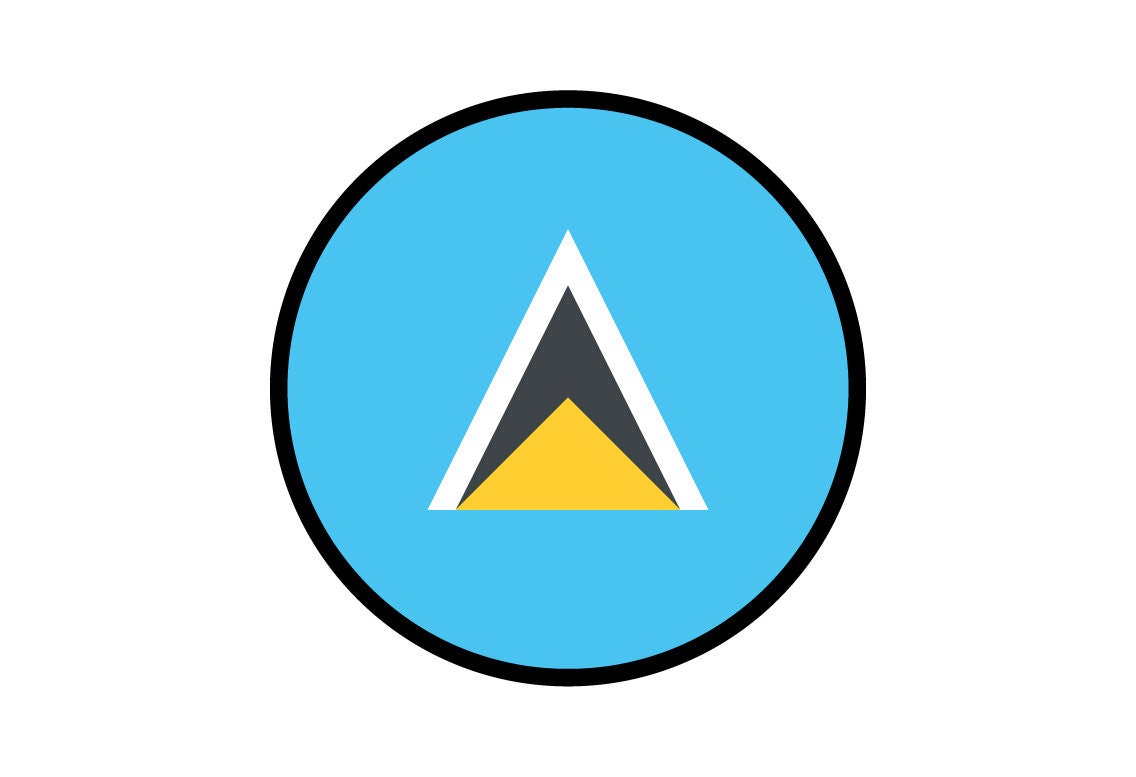Saint Lucia Flag Circle Sticker Decal