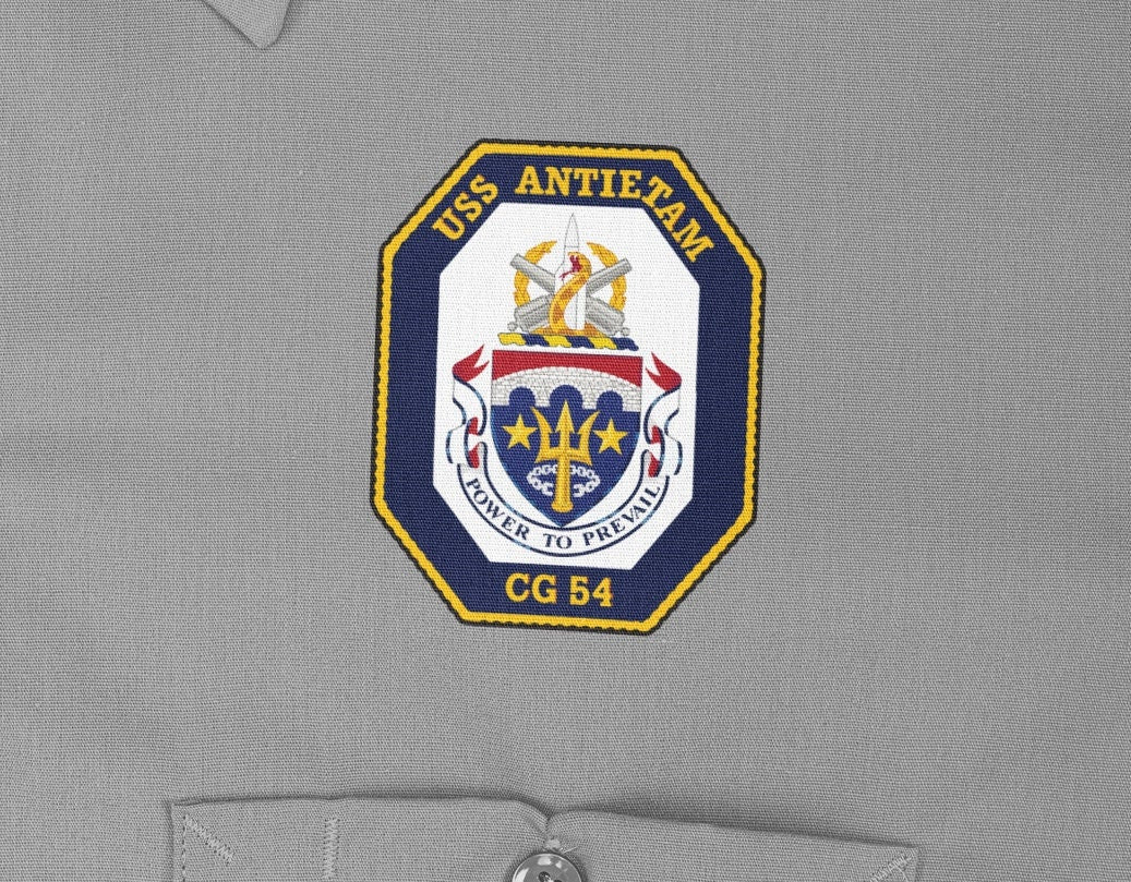 USS Antietam CG-54 Badge Iron On Heat Transfer Vinyl HTV Ticonderoga Class Cruiser