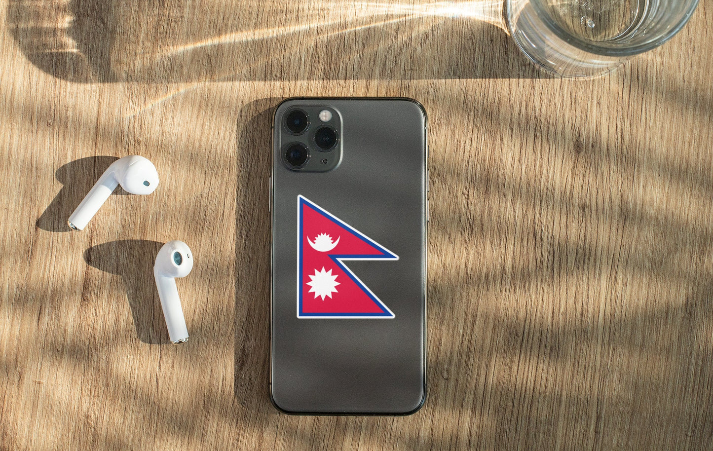 Nepal Flag Sticker Decal / Federal Democratic Republic of Nepal / "Janani Janmabhumishcha Swargadapi Gariyasi / Kathmandu / Nepali