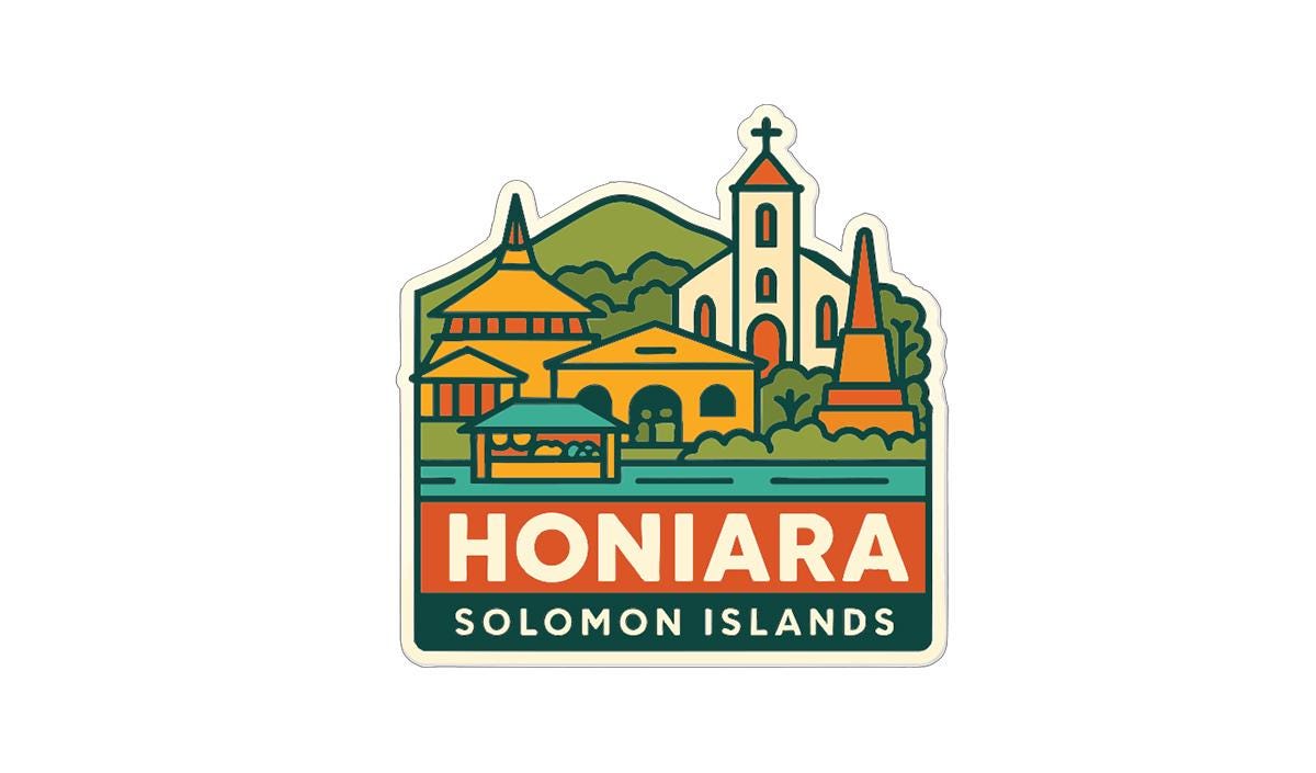 a sticker or logo for the island of Honiara, Solomon Islands.