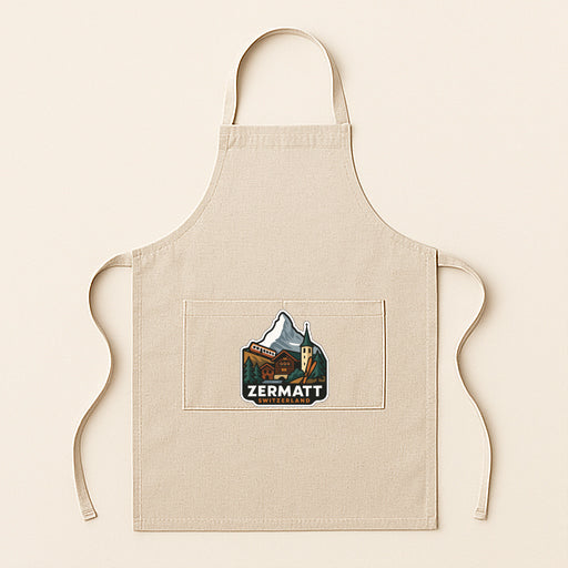 A beige apricot with a logo of a mountain and a building, likely representing a brand or company.