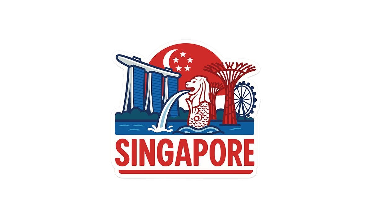 a sticker with the word singapore on it