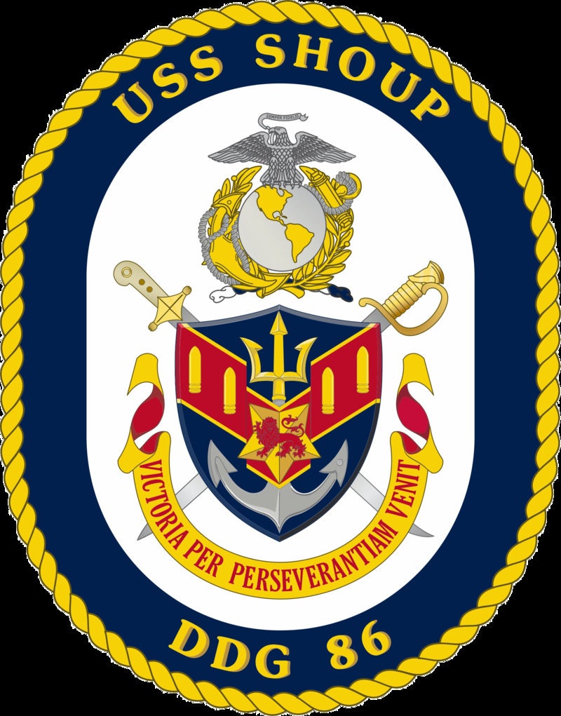 USS Shoup DDG-86 Badge Iron On Heat Transfer Vinyl HTV Arleigh Burke Class Destroyer