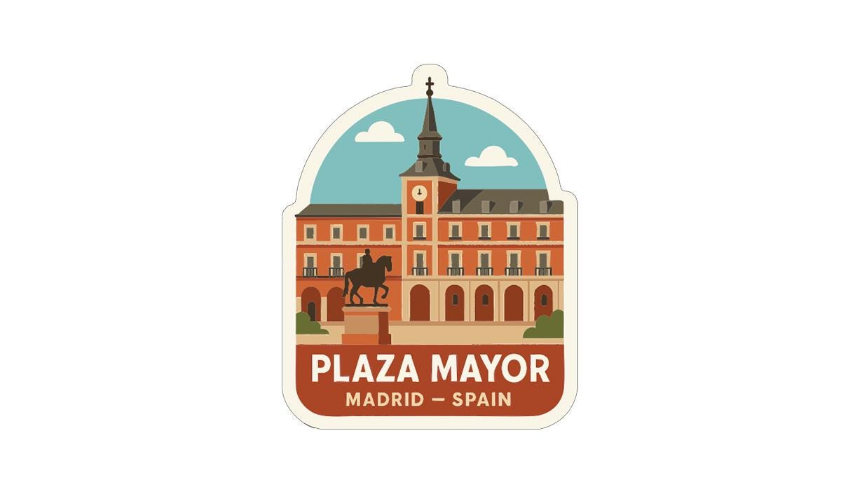 Plaza Mayor Spain Iron On Heat Transfer Vinyl HTV Die-Cut Symbolic Landmark
