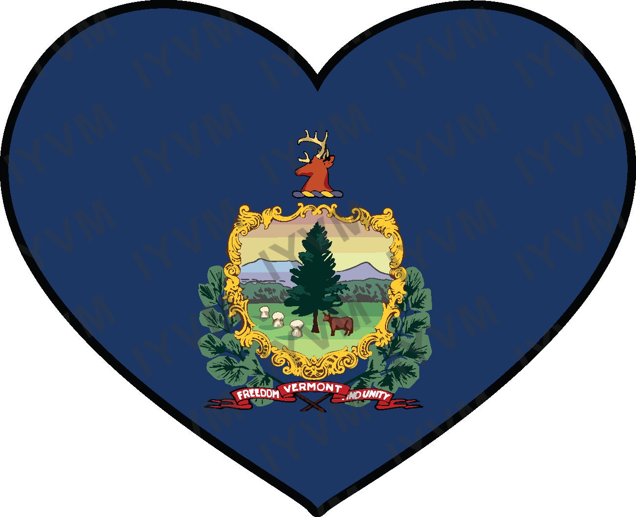 State of Vermont Flag Heart Sticker Decal  USA Vermont State  Montpelier  The Green Mountain State