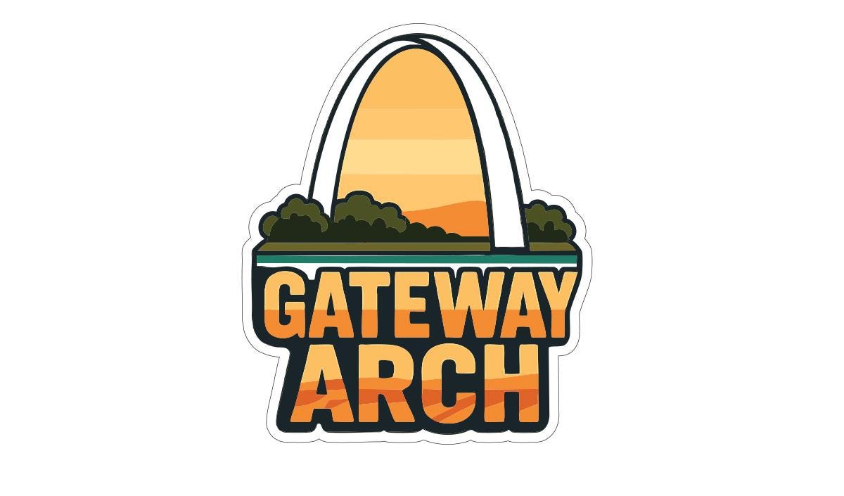 a stylized logo for the Gateway Arch, which is a prominent landmark in St. Louis, Missouri.