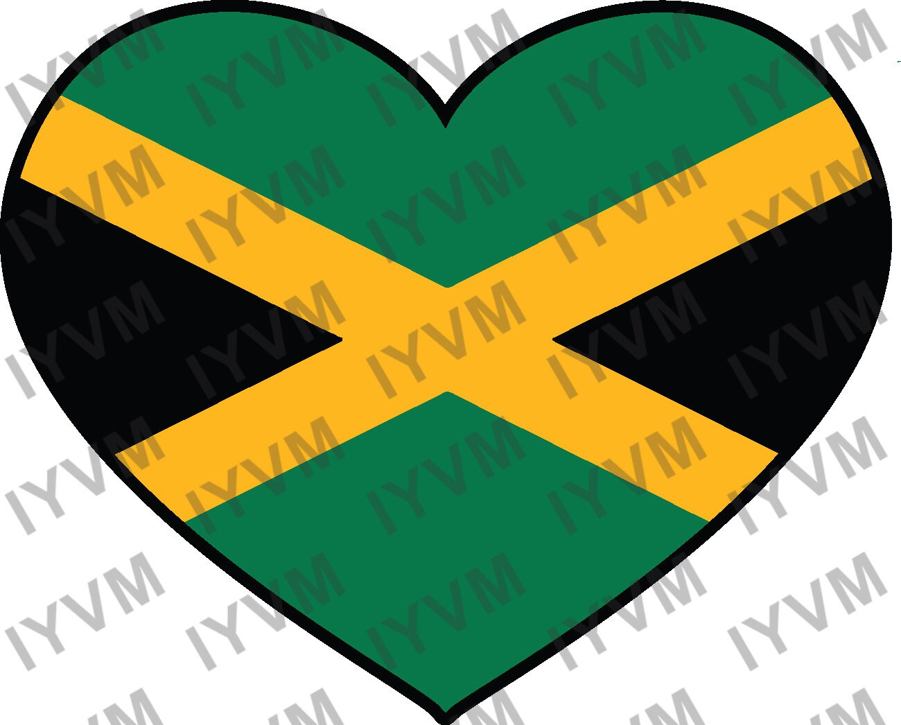 Jamaica Flag Heart Sticker Decal / Jumieka / Kingston / Jamaican / Out of Many, One People