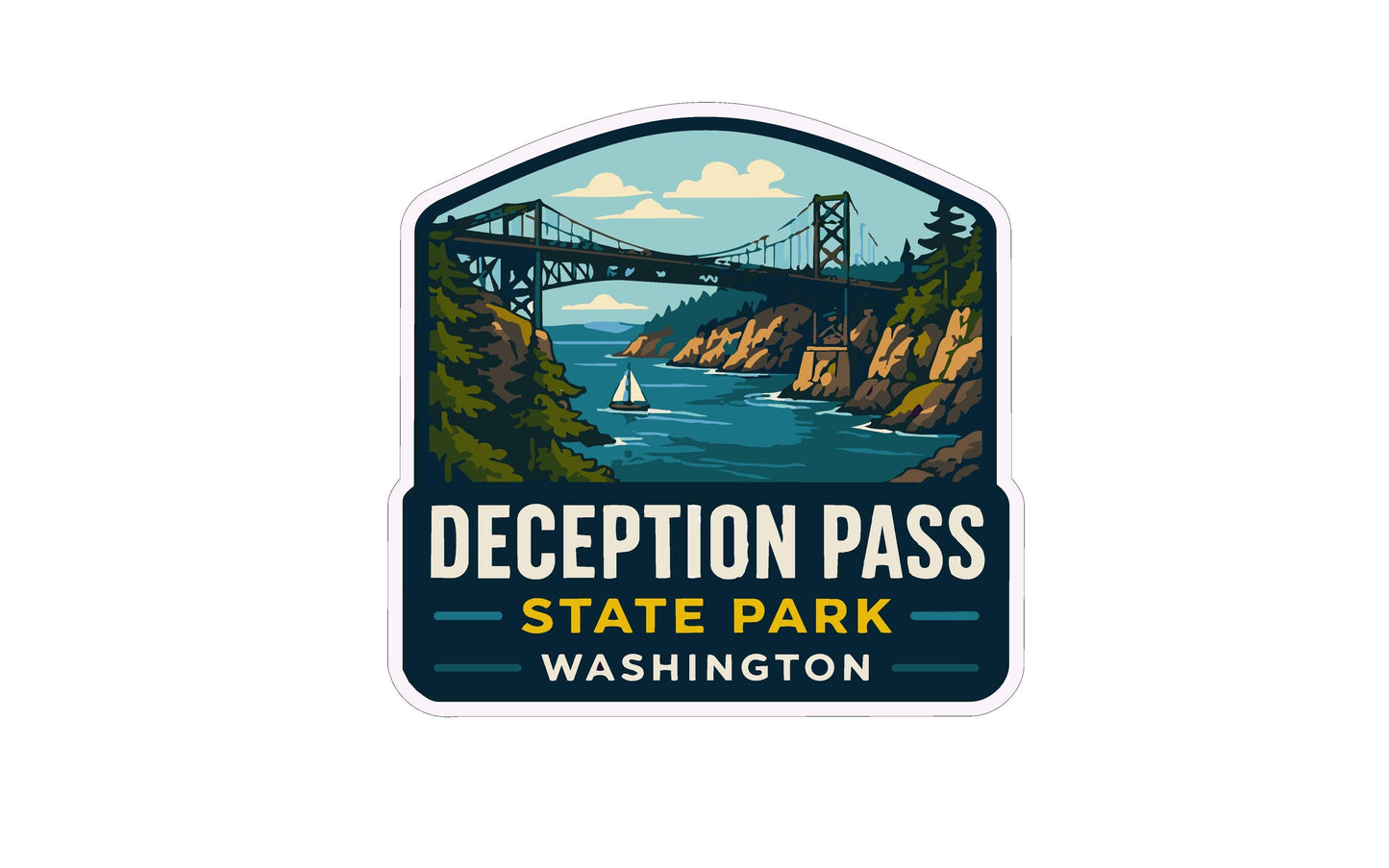 a sticker or logo for Deception Pass State Park in Washington.
