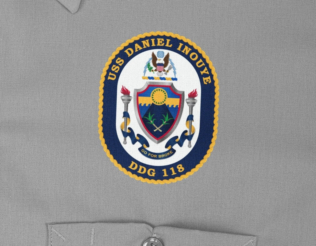 USS Daniel Inouye DDG-118 Badge Iron On Heat Transfer Vinyl HTV Arleigh Burke Class Destroyer