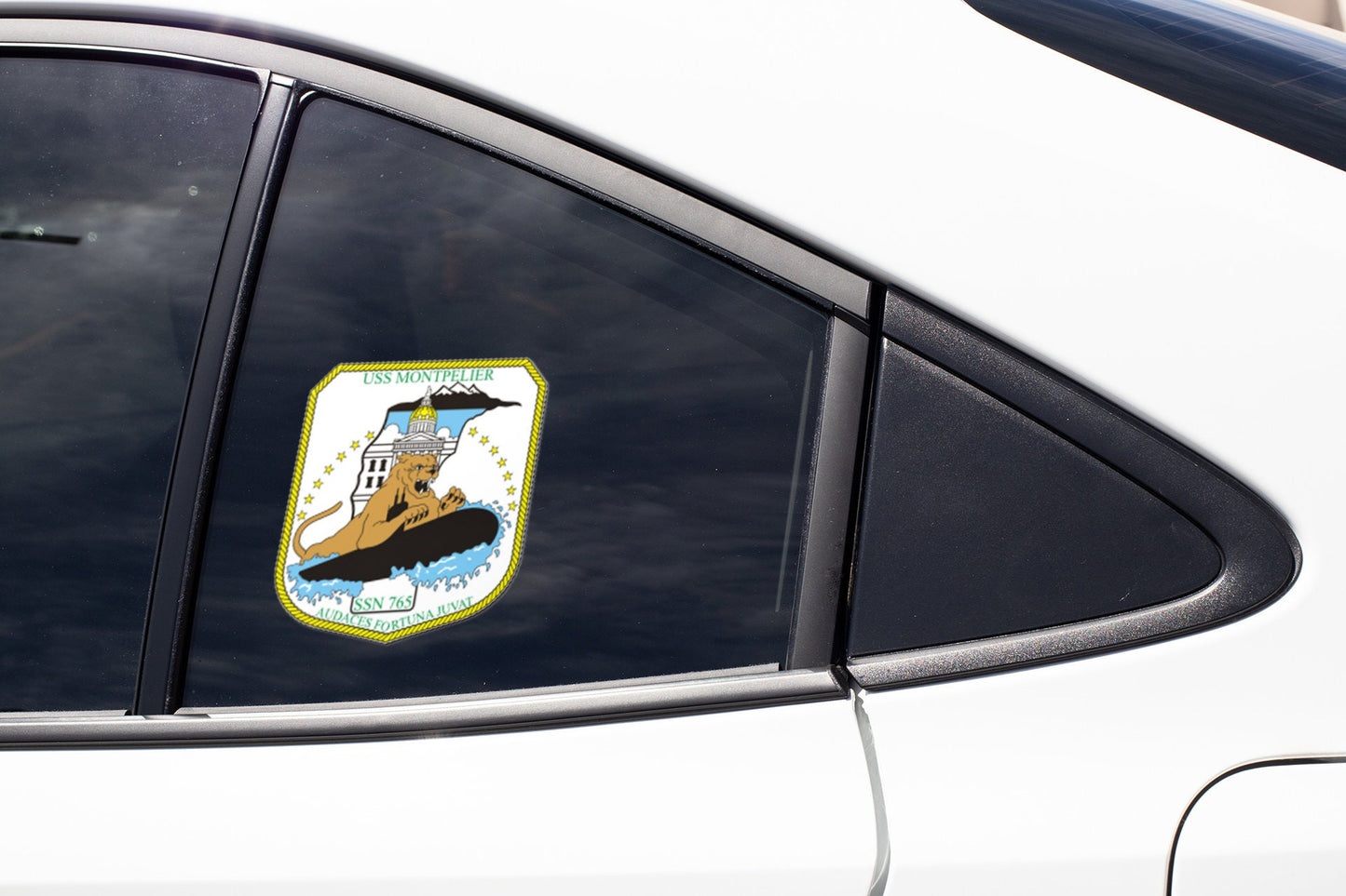 USS Montpelier SSN-765 Badge Sticker Decal Los Angeles Class Attack submarine Car Sticker Bumper Sticker for Car Emblem