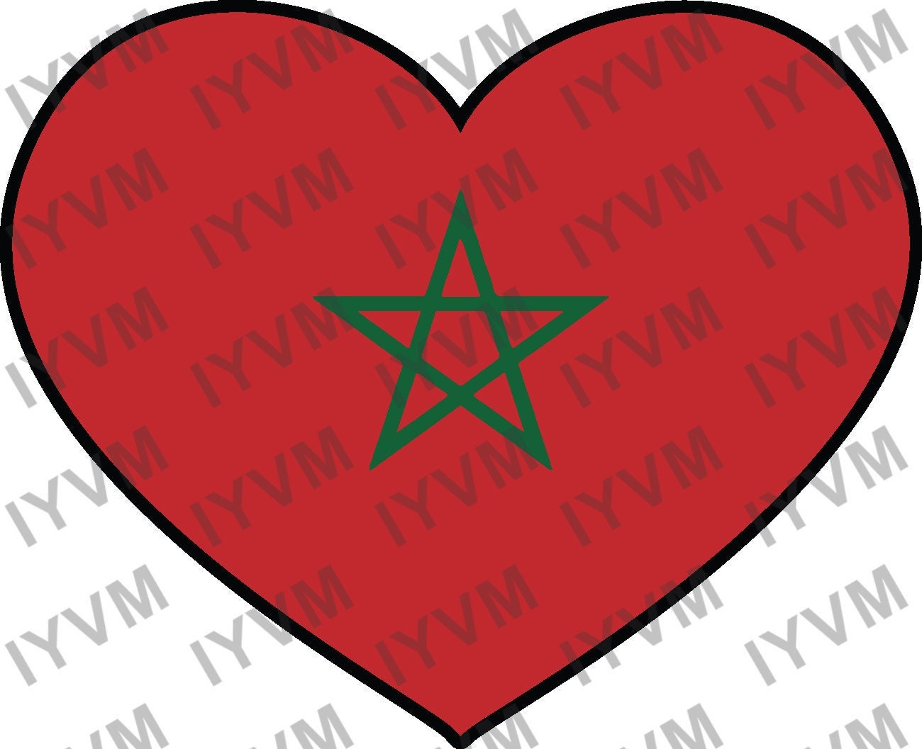 Morocco Flag Heart Sticker Decal / Kingdom of Morocco / المملكة المغربية / Rabat / Moroccan