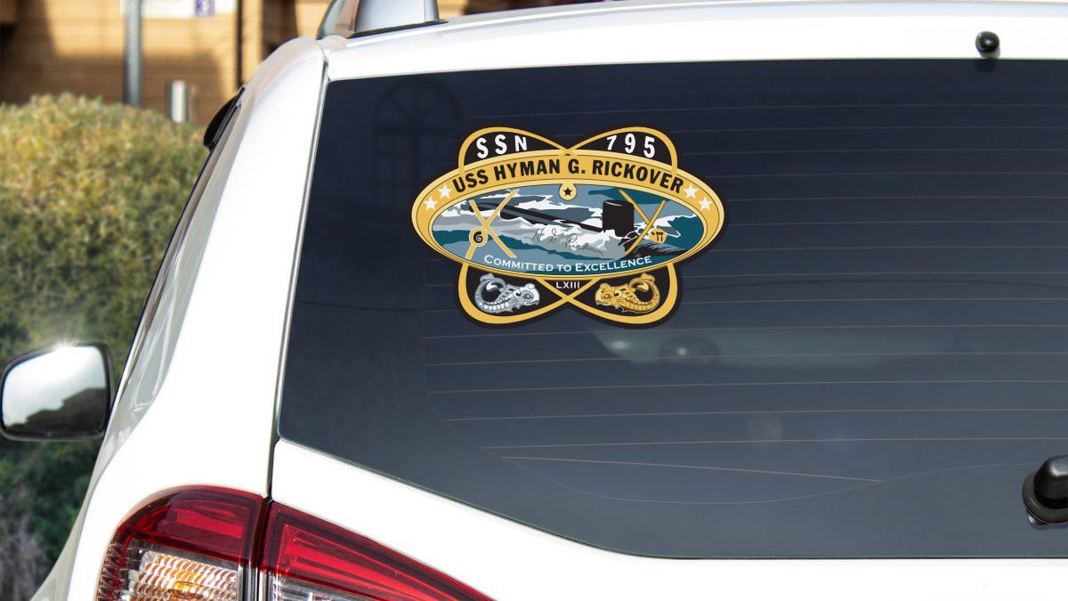 a car with a sticker on the back of it