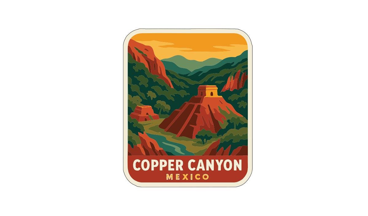 Copper Canyon Mexico Iron On Heat Transfer Vinyl HTV Die-Cut Symbolic Landmark