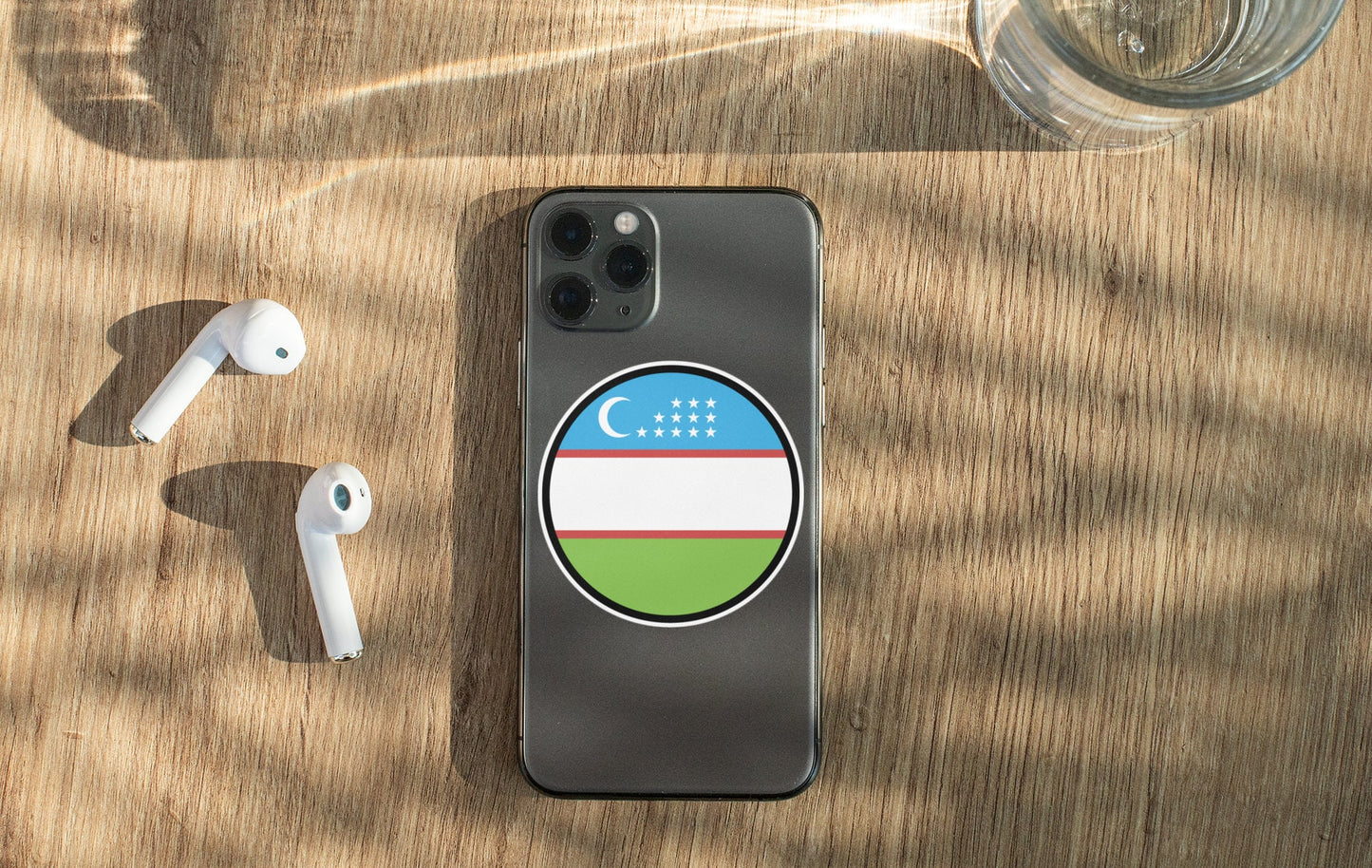 Uzbekistan Flag Circle Sticker Decal