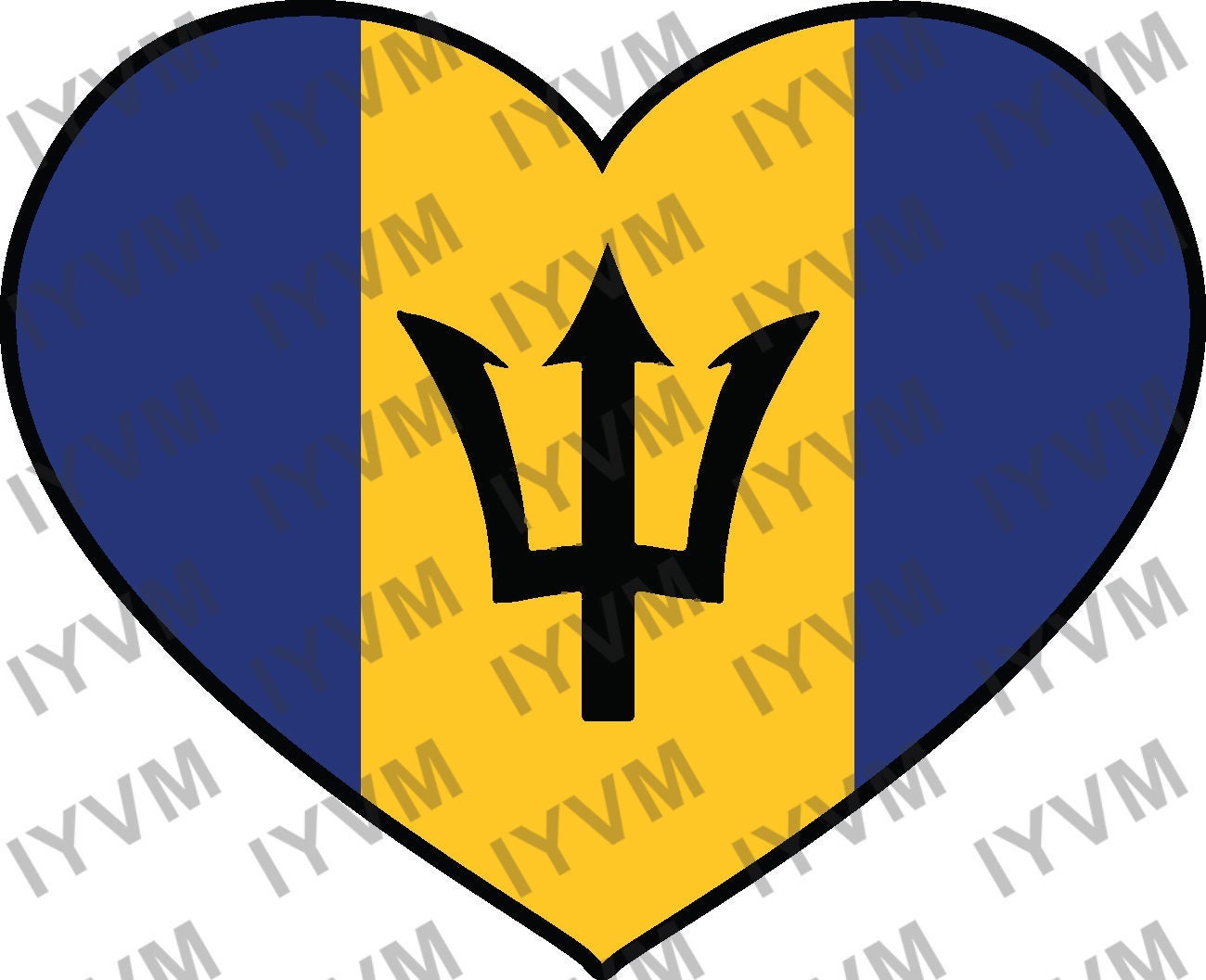 Barbados Flag Heart Sticker Decal / Bridgetown  / Pride and Industry / Barbadian Bajan