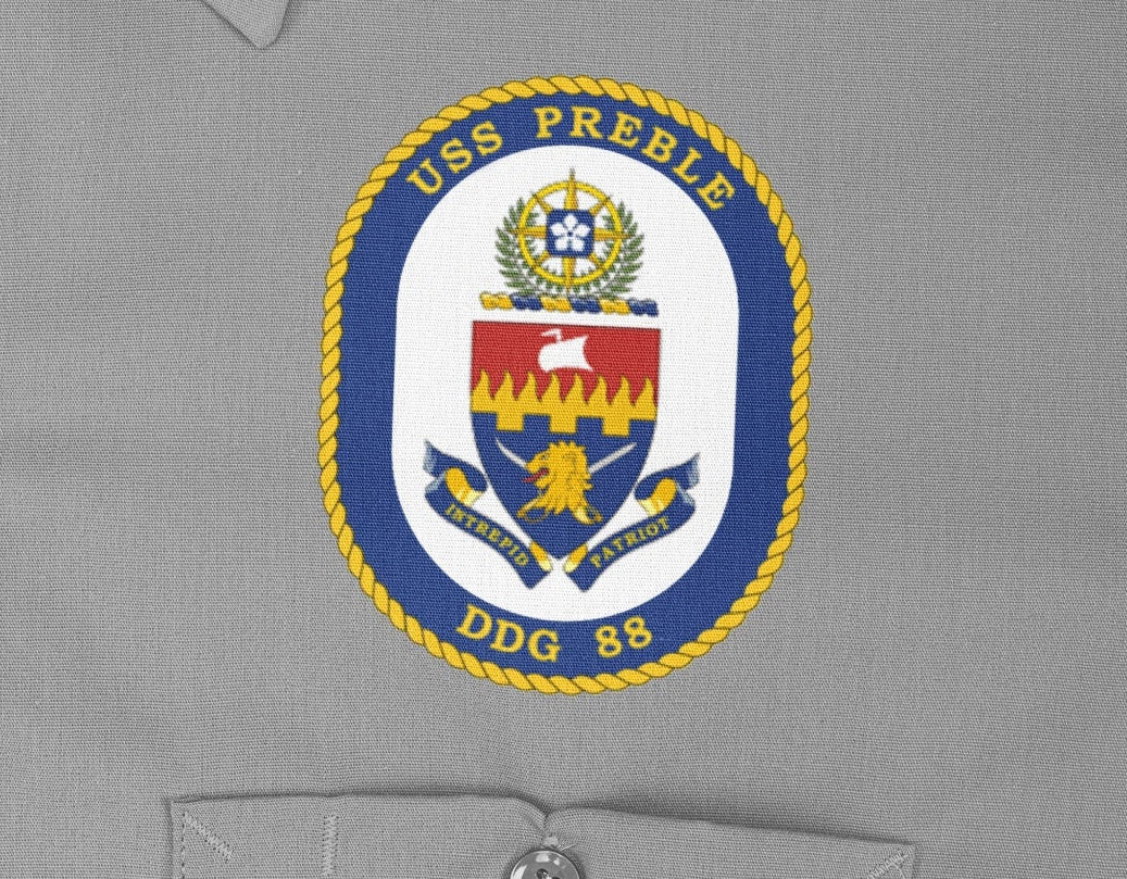 USS Preble DDG-88 Badge Iron On Heat Transfer Vinyl HTV Arleigh Burke Class Destroyer