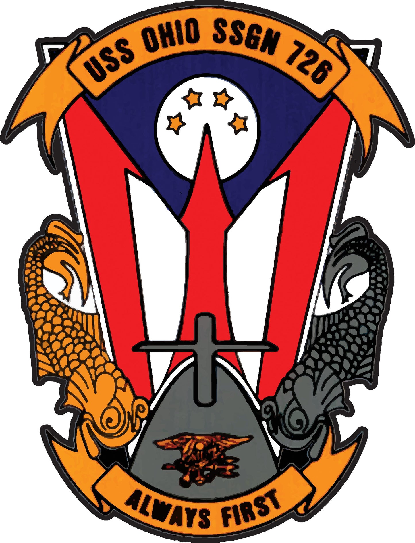 USS Ohio SSGN-726 Badge Iron On Heat Transfer Vinyl HTV Ohio Class Guided Missile Submarine
