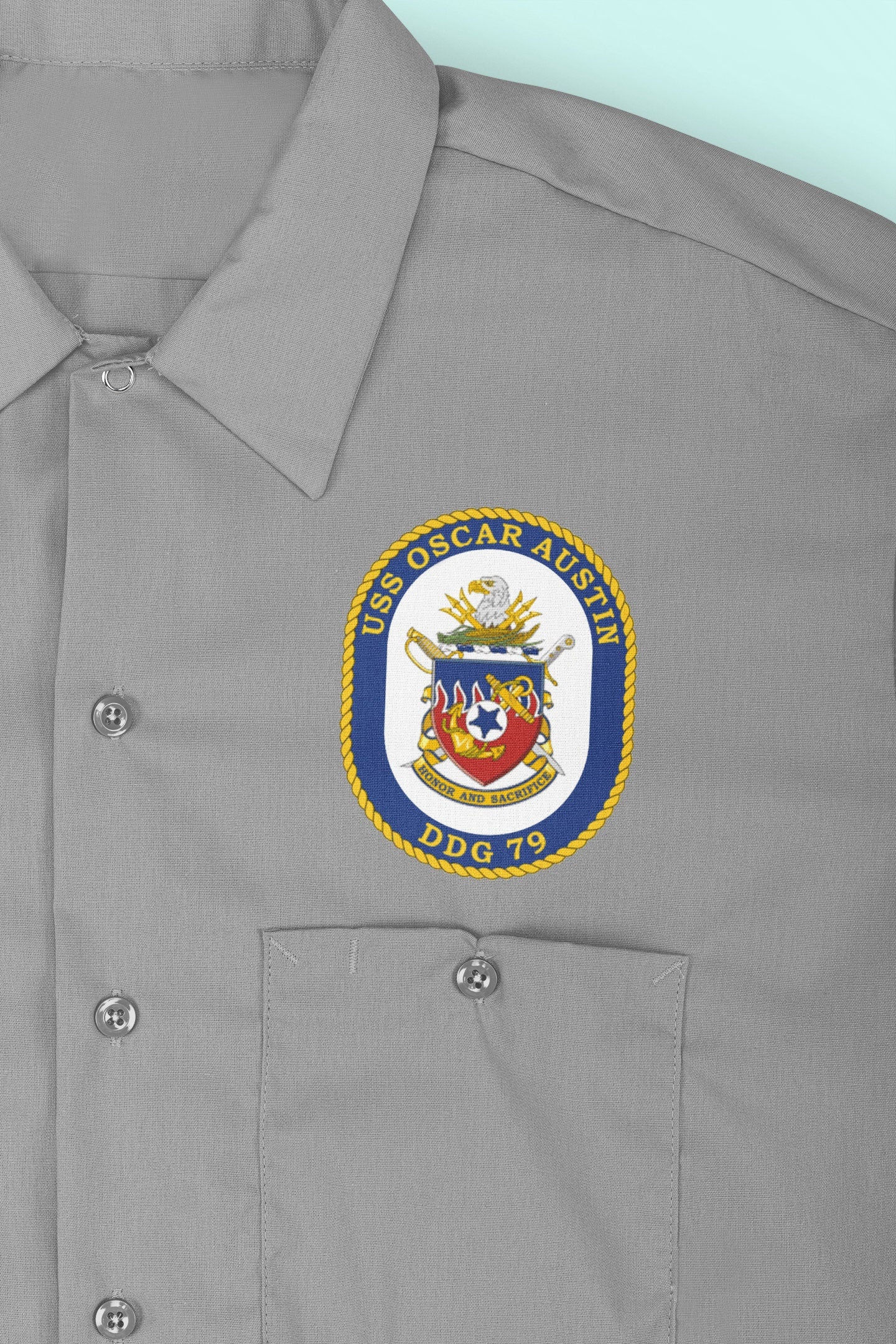 USS Oscar Austin DDG-79 Badge Iron On Heat Transfer Vinyl HTV Arleigh Burke Class Destroyer