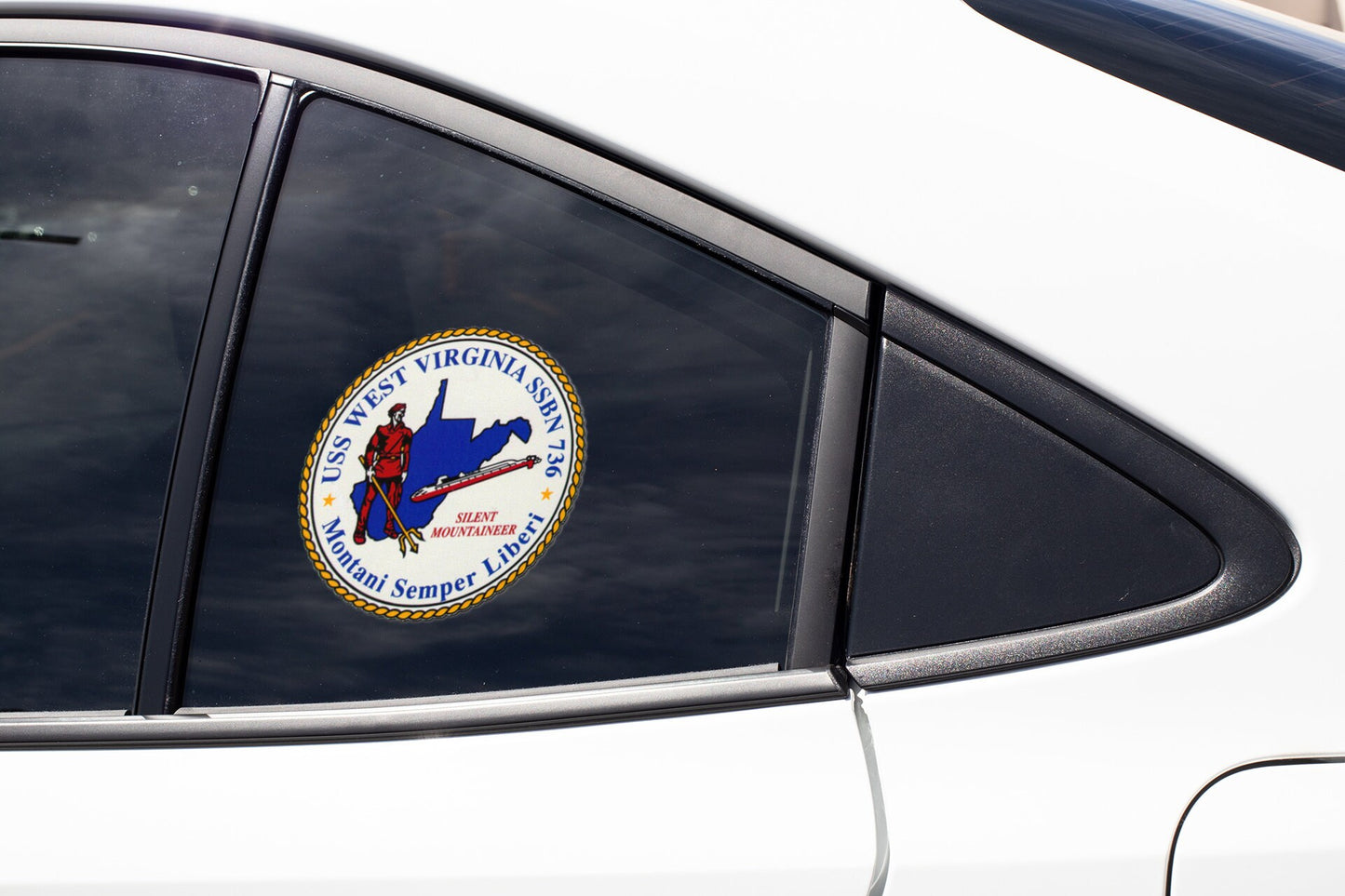 USS West Virginia SSBN-736 Badge Sticker Decal Ohio Class Ballistic missile submarine Car Sticker Bumper Sticker for Car Emblem
