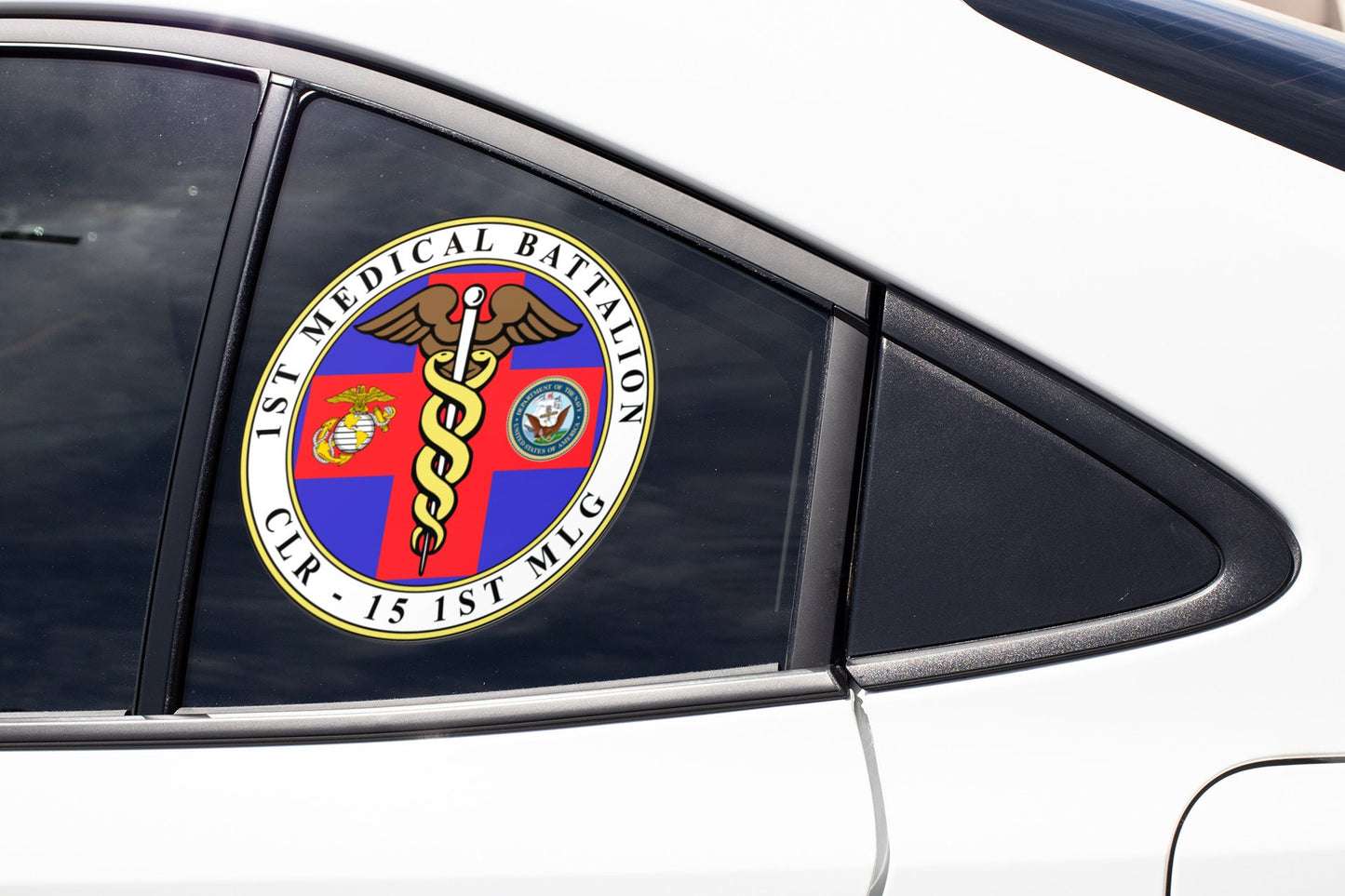 a sticker on the side of a white car