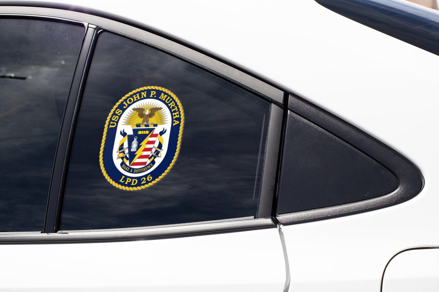 USS John P. Murtha LPD-26 Badge Sticker Decal San Antonio Class Amphibious transport dock Car Sticker Bumper Sticker for Car Emblem