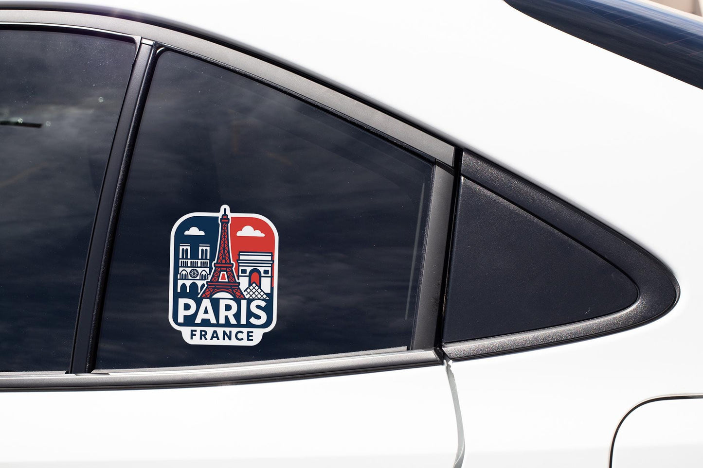 a sticker on the side of a white car