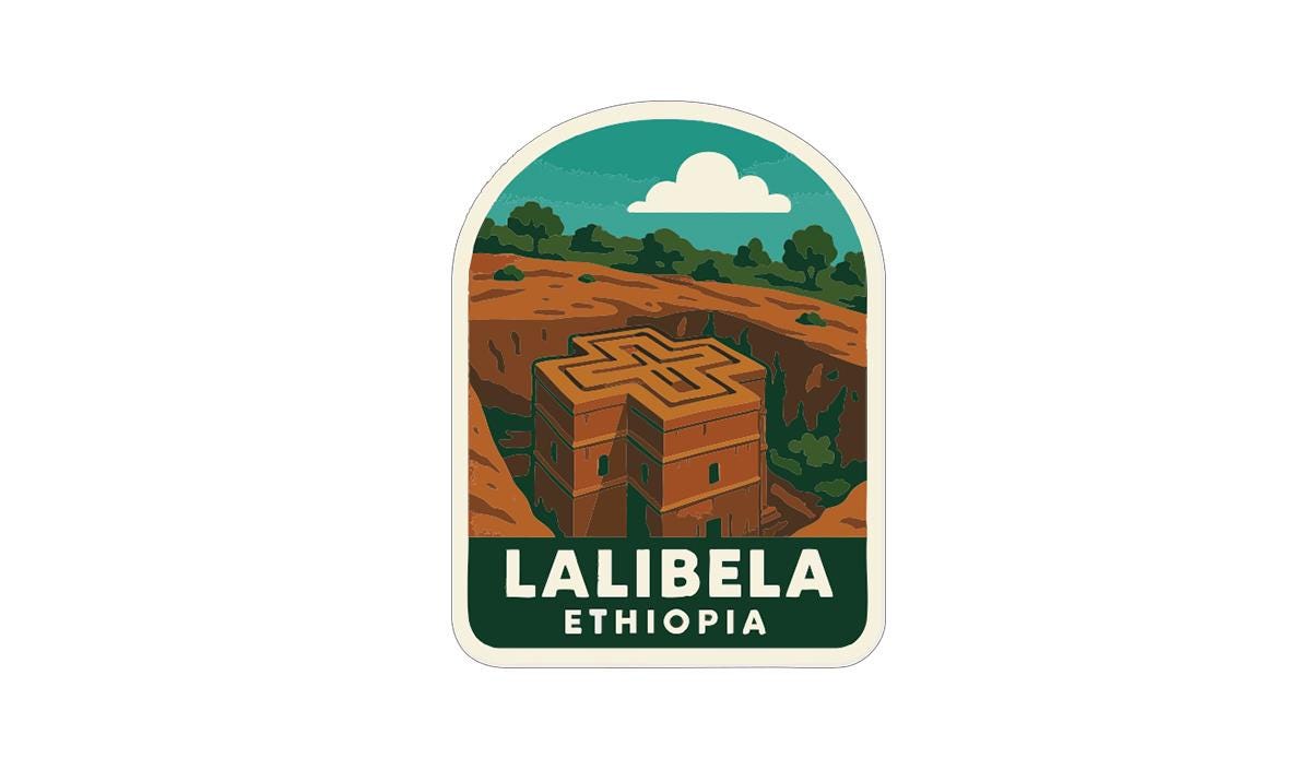 Lalibela Rock Churches Ethiopia Iron On Heat Transfer Vinyl HTV Die-Cut Symbolic