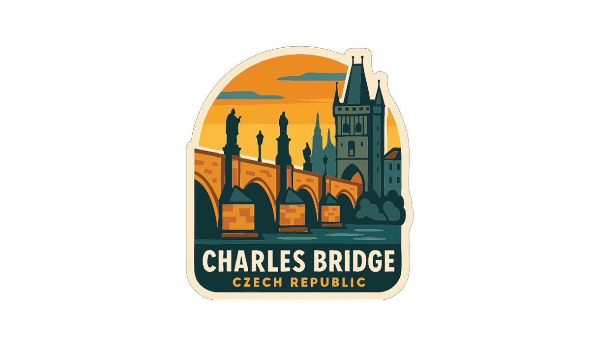 Charles Bridge Czech Republic Iron On Heat Transfer Vinyl HTV Die-Cut Symbolic