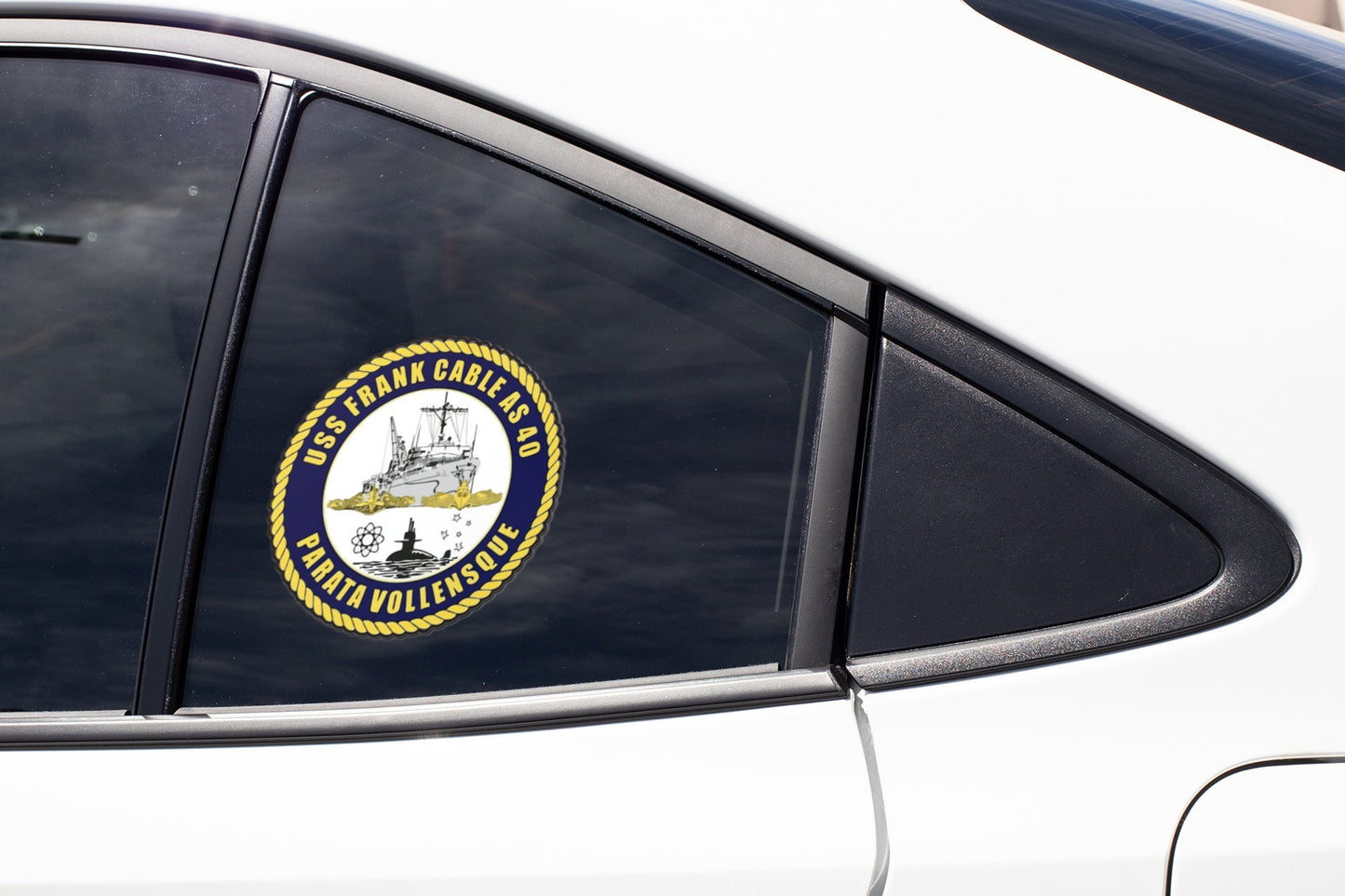USS Frank Cable AS-40 Badge Sticker Decal Emory S. Land Class Submarine Tender Car Sticker Bumper Sticker for Car Emblem