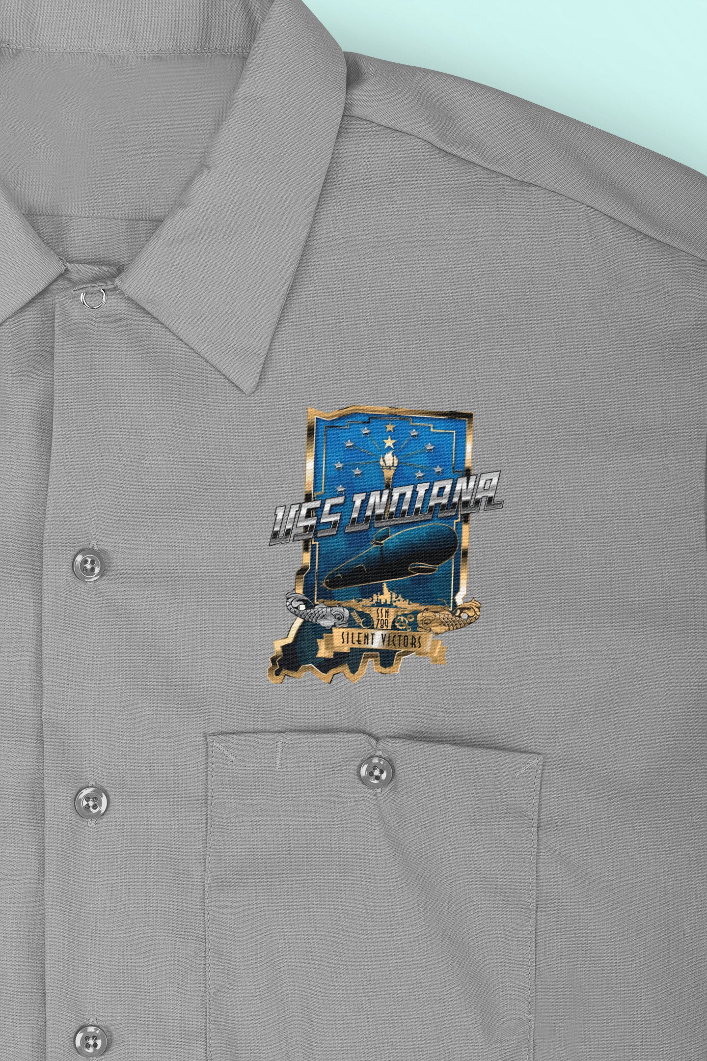 USS Indiana SSN-789 Badge Iron On Heat Transfer Vinyl HTV Virginia Class Attack submarine