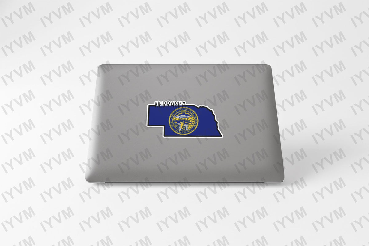 State of Nebraska Map Flag Sticker Decal  USA Nebraska State  Lincoln  The Cornhusker State  Antelope State  Beef State / Bugeating State