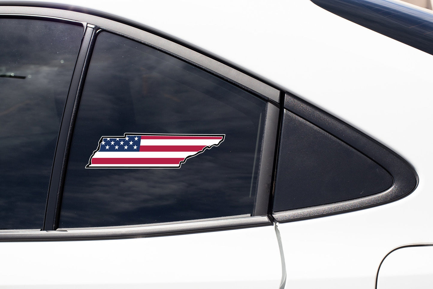 the american flag is on the side of a car