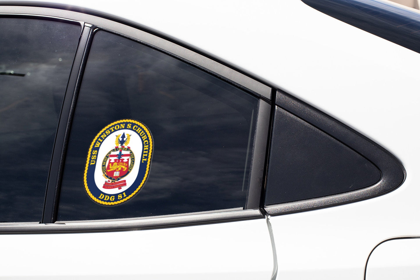 USS Winston S. Churchill DDG-81 Badge Sticker Decal Arleigh Burke Class Destroyer Car Sticker Bumper Sticker for Car Emblem