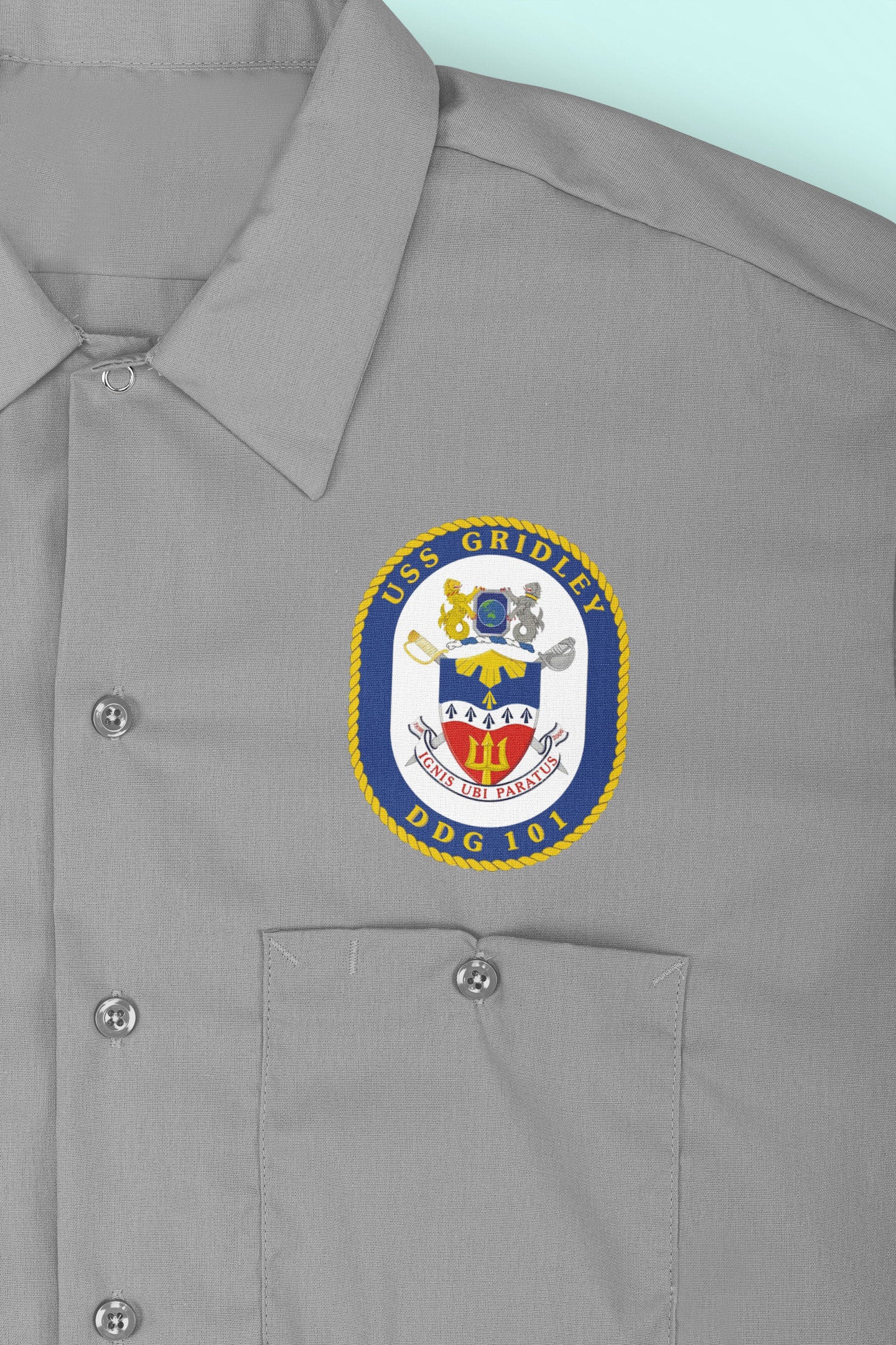USS Gridley DDG-101 Badge Iron On Heat Transfer Vinyl HTV Arleigh Burke Class Destroyer