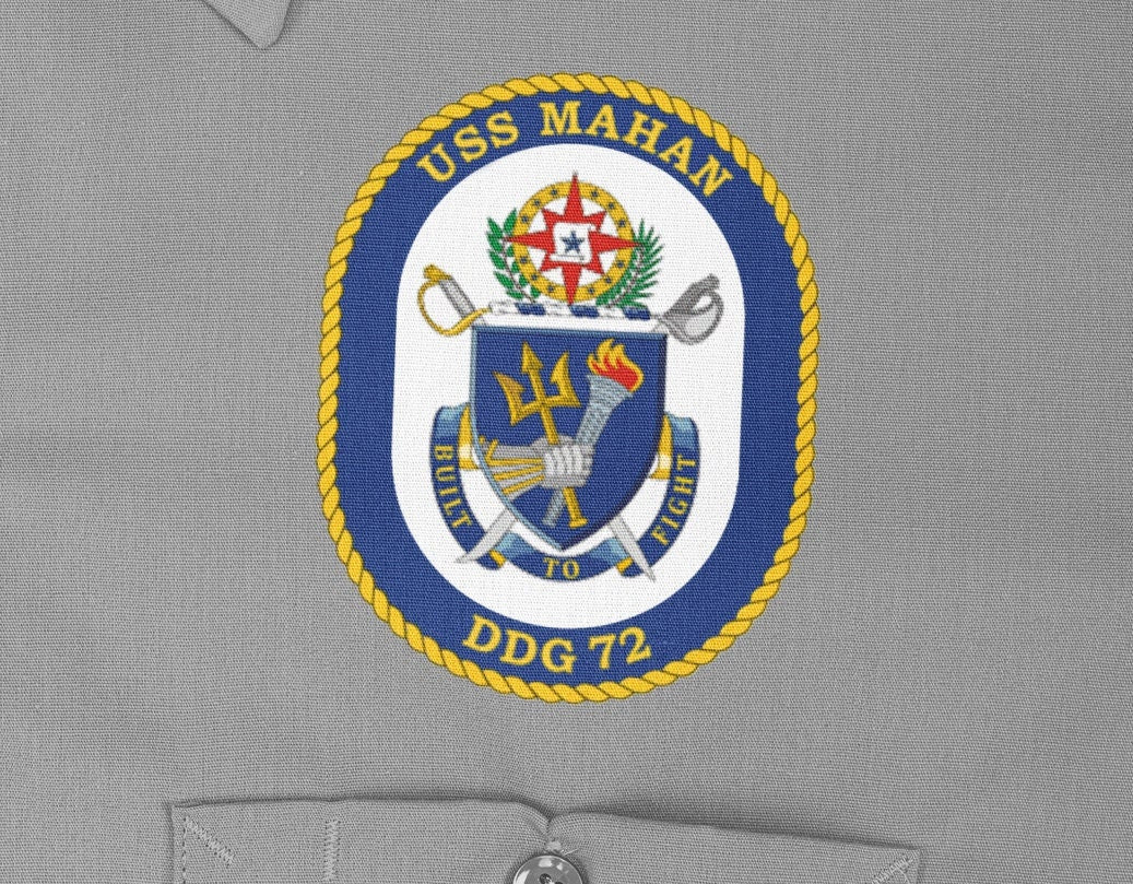 USS Mahan DDG-72 Badge Iron On Heat Transfer Vinyl HTV Arleigh Burke Class Destroyer